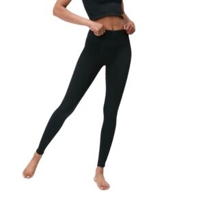 SPIRITUAL GANGSTER Black 7/8 Compression Ribbed Ruffle Hem Leggings XS S NEW
